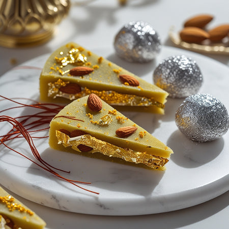 Gold Foil Kesar Katli with Silver Almond Laddu (Limited Edition)