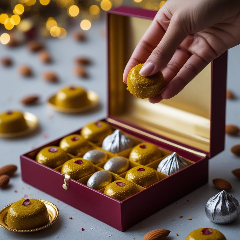 Gold Foil Kesar Katli with Silver Almond Laddu (Limited Edition)